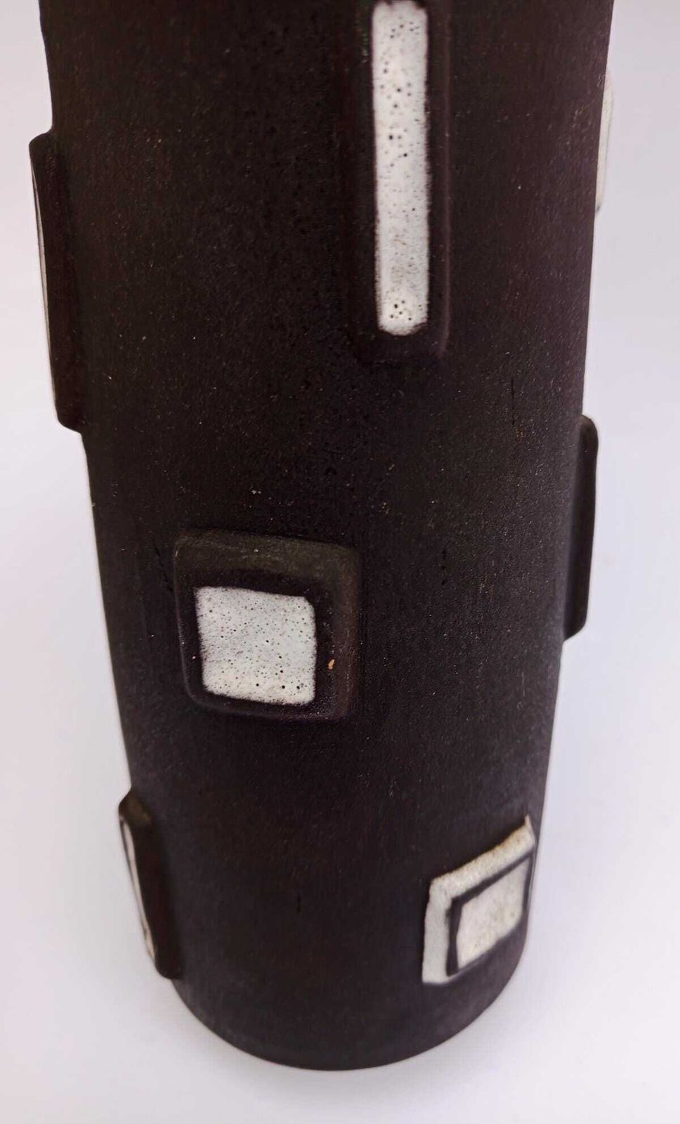 Rare Aldo Londi Bitossi Ceramic Vase, Mid Century Modern, Black, Spool, Frit Decoration photo 218.0