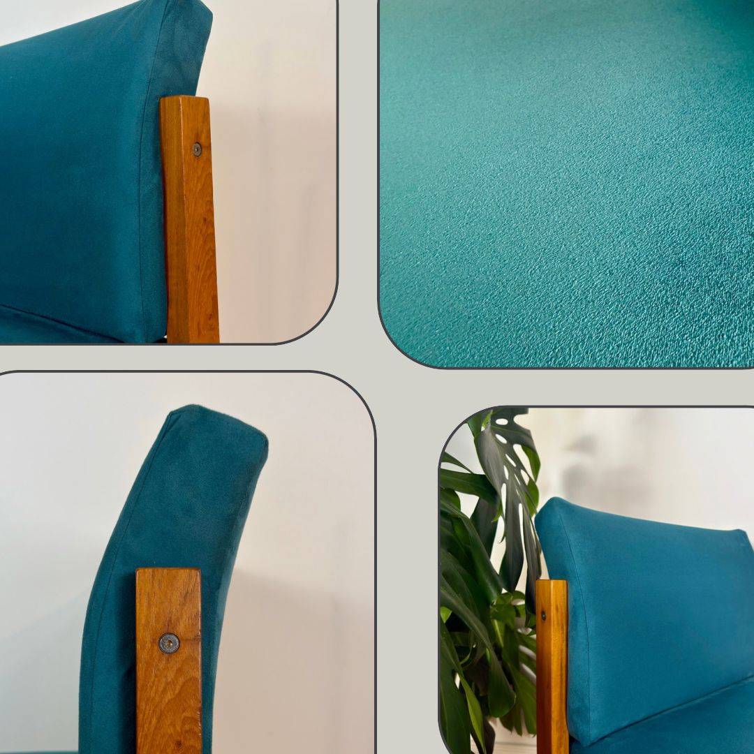 Mid Century Teak Occasional Chair In Blue photo buy