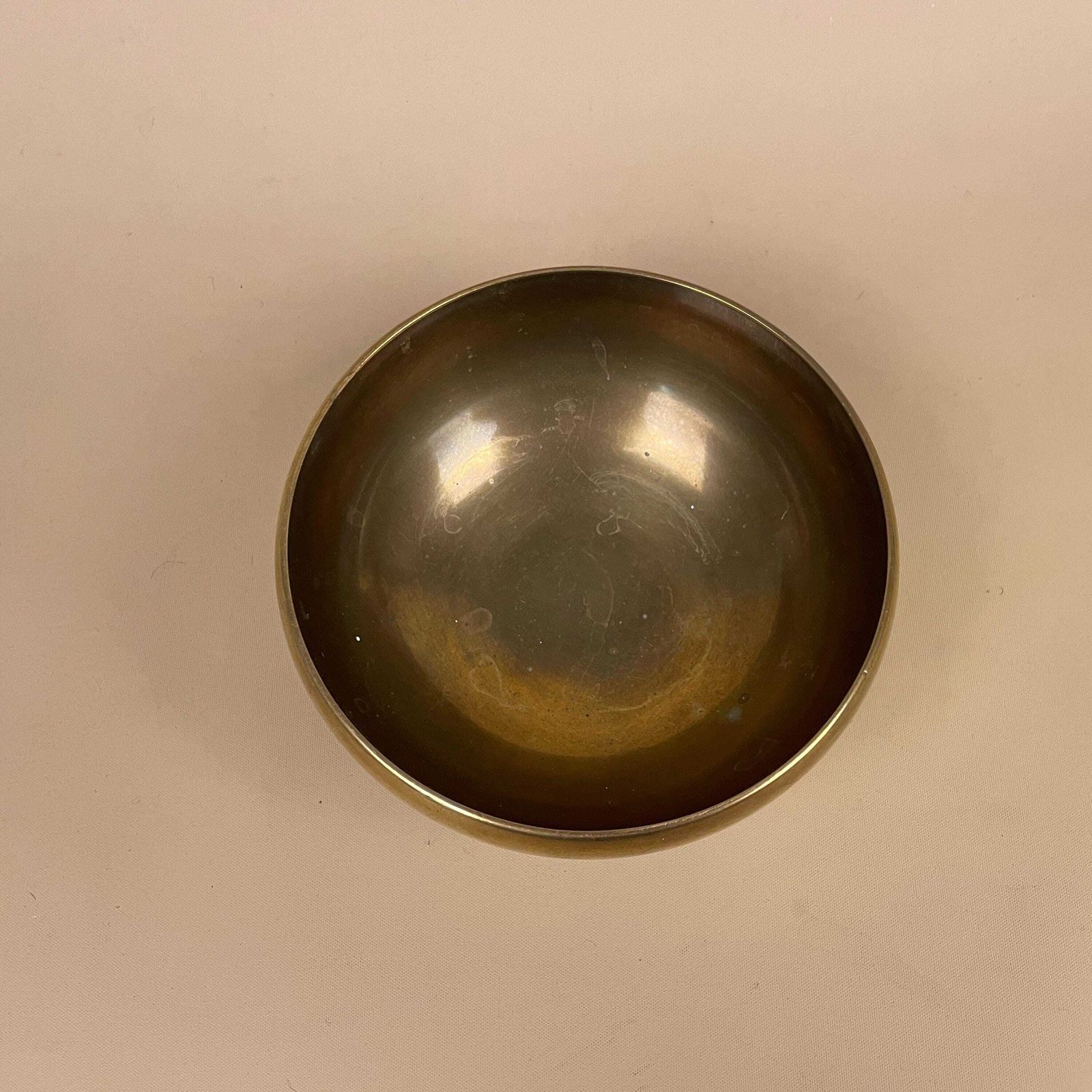 Antique Style Tibetan Singing Bowl Hand Hammered Metal Meditation Bowl Heavy Sound Healing Altar Decor Nepal Himalayan photo for sale