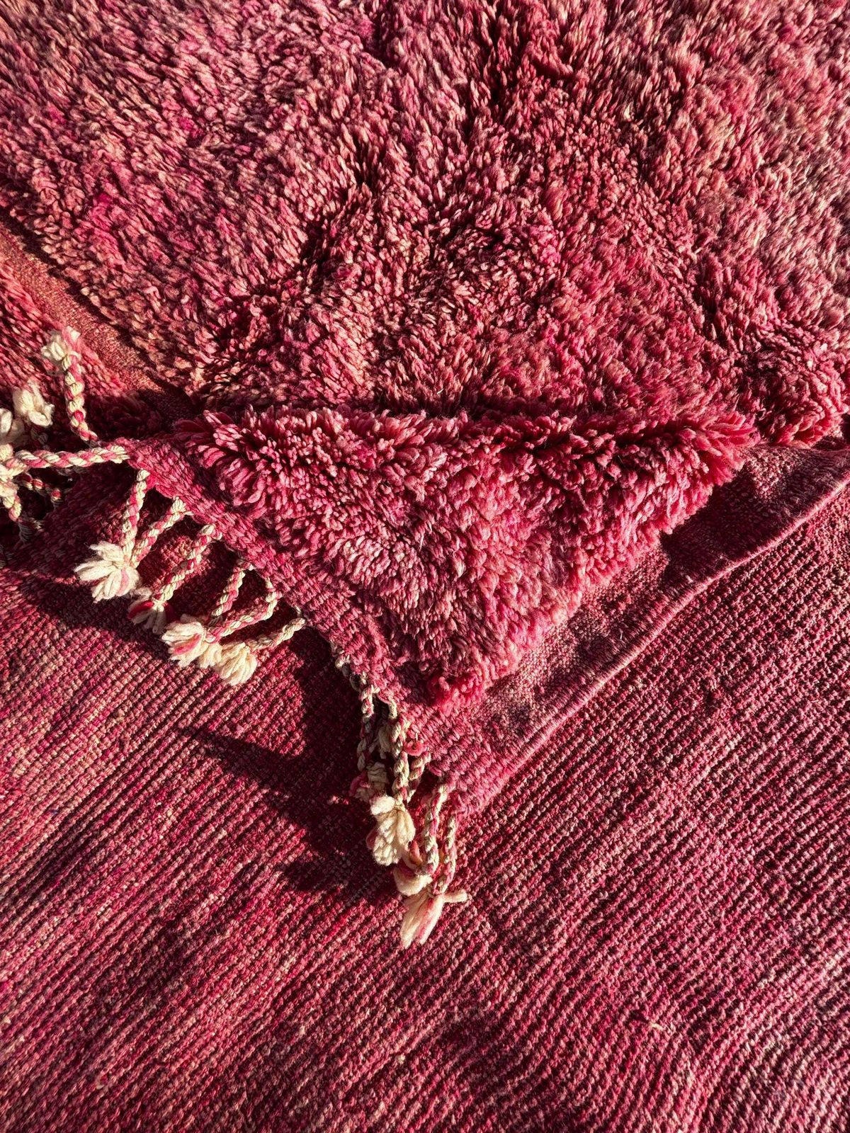 Moroccan Checkered Pink Wool Rug 230x250 Cm   Wool Beni Rug, Handmade Shaggy Rug, High Quality Wool Pink Rug   Boho Chic Rug photo Textiles