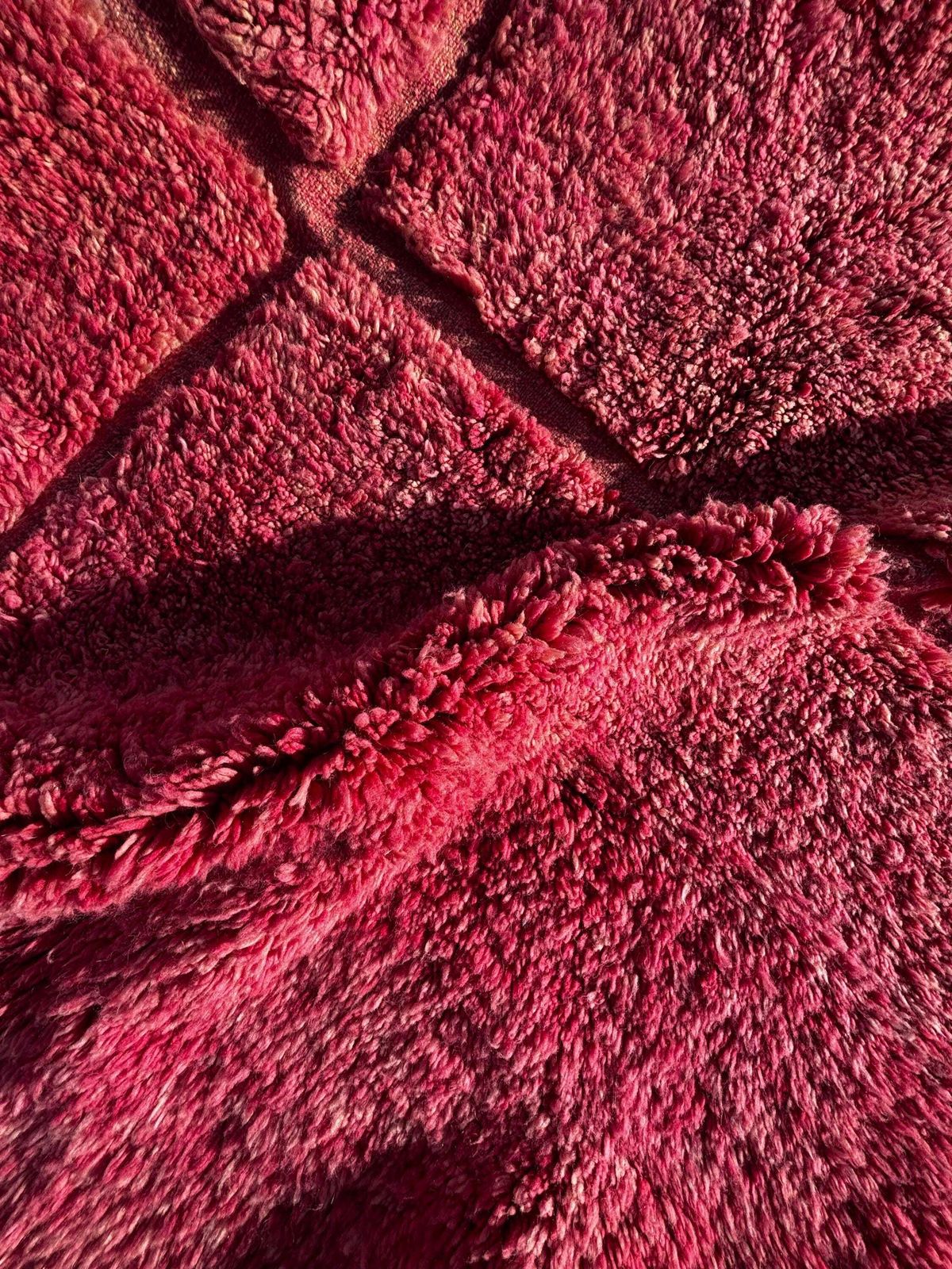 photo furniture Moroccan Checkered Pink Wool Rug 230x250 Cm   Wool Beni Rug, Handmade Shaggy Rug, High Quality Wool Pink Rug   Boho Chic Rug