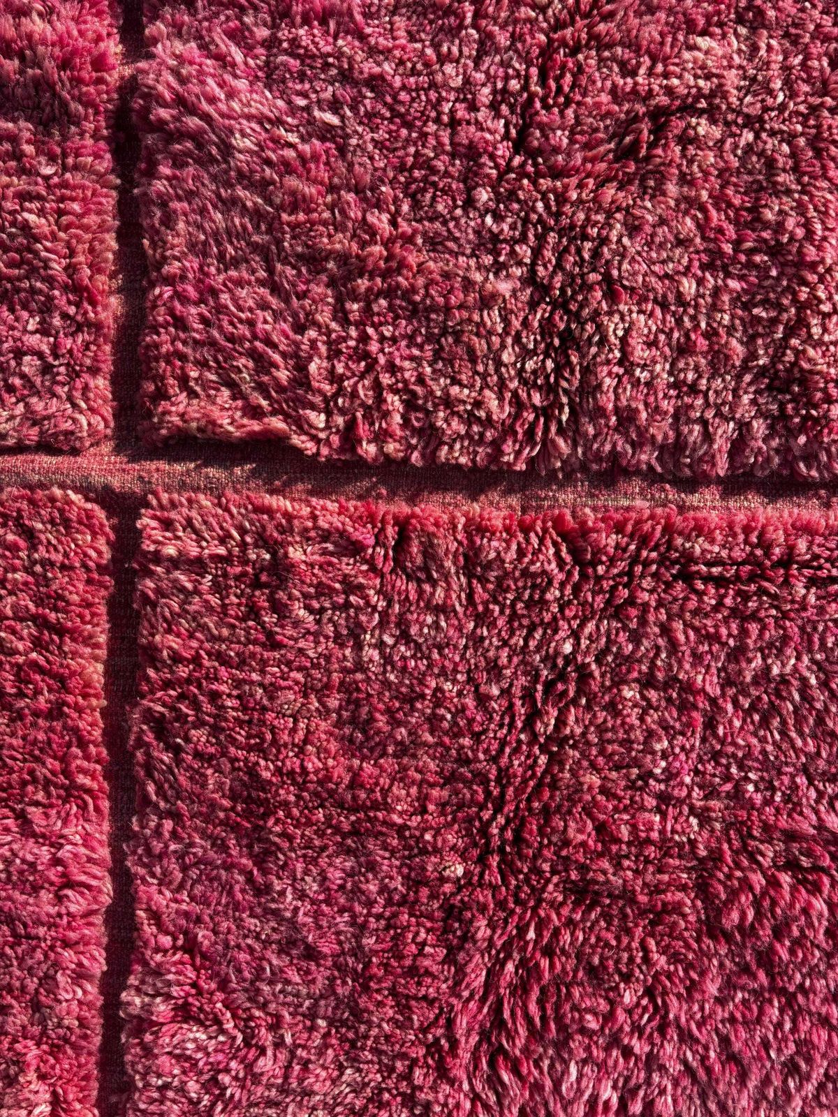 photo buy Moroccan Checkered Pink Wool Rug 230x250 Cm   Wool Beni Rug, Handmade Shaggy Rug, High Quality Wool Pink Rug   Boho Chic Rug