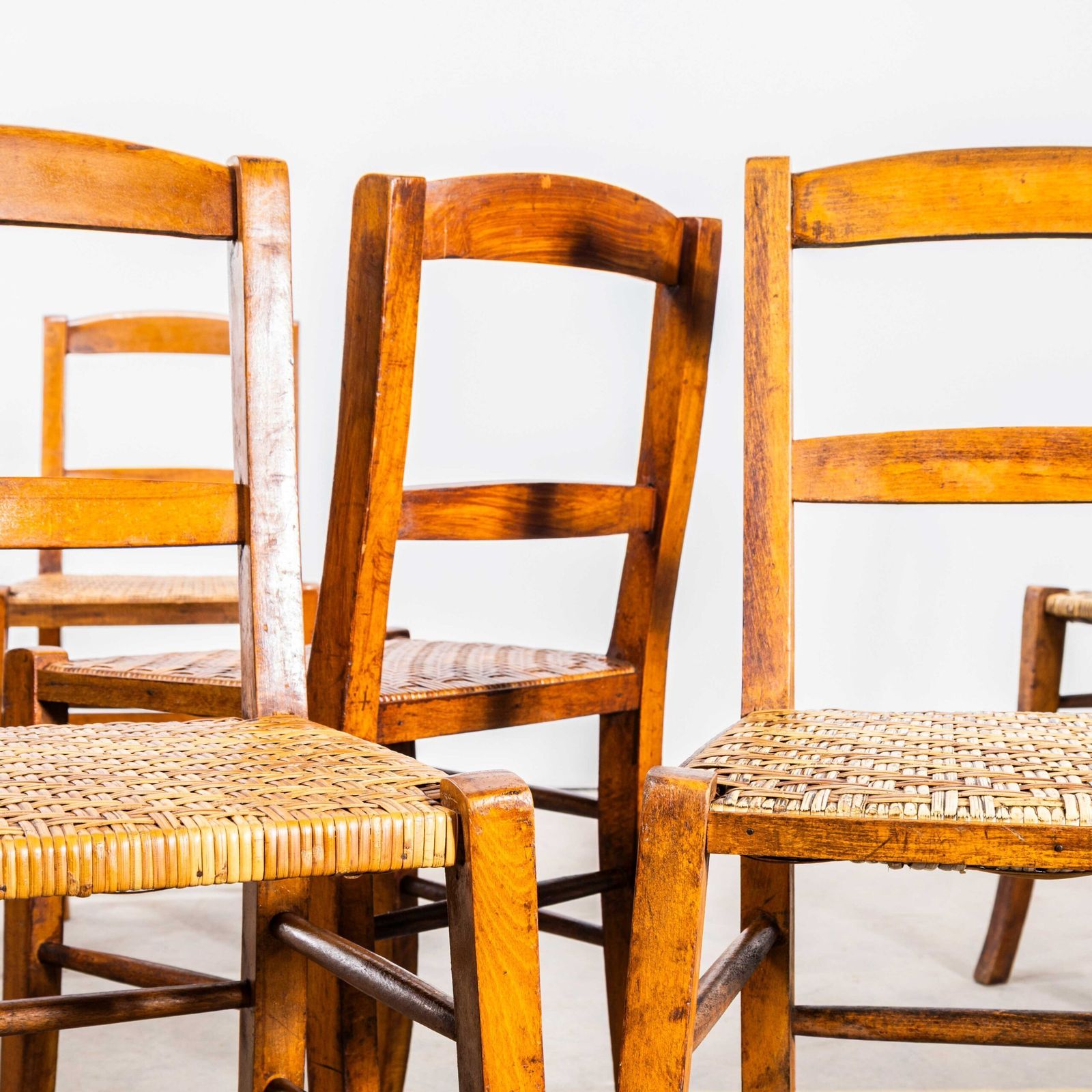1950’s Original French Farmhouse Dining Chairs With Woven Seat photo 174.0