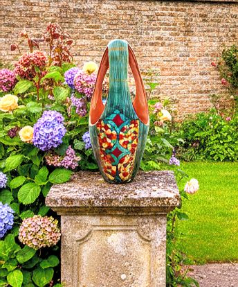 Fratelli Fanciullacci "Mosaic" Sgraffito Handle Vase (Bitossi Era, C. 1960) photo buy