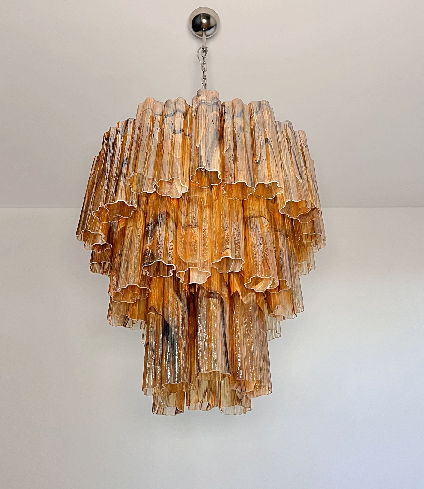 photo furniture Large Three Tier Murano Glass Tube Chandelier   Amber Black Albaster