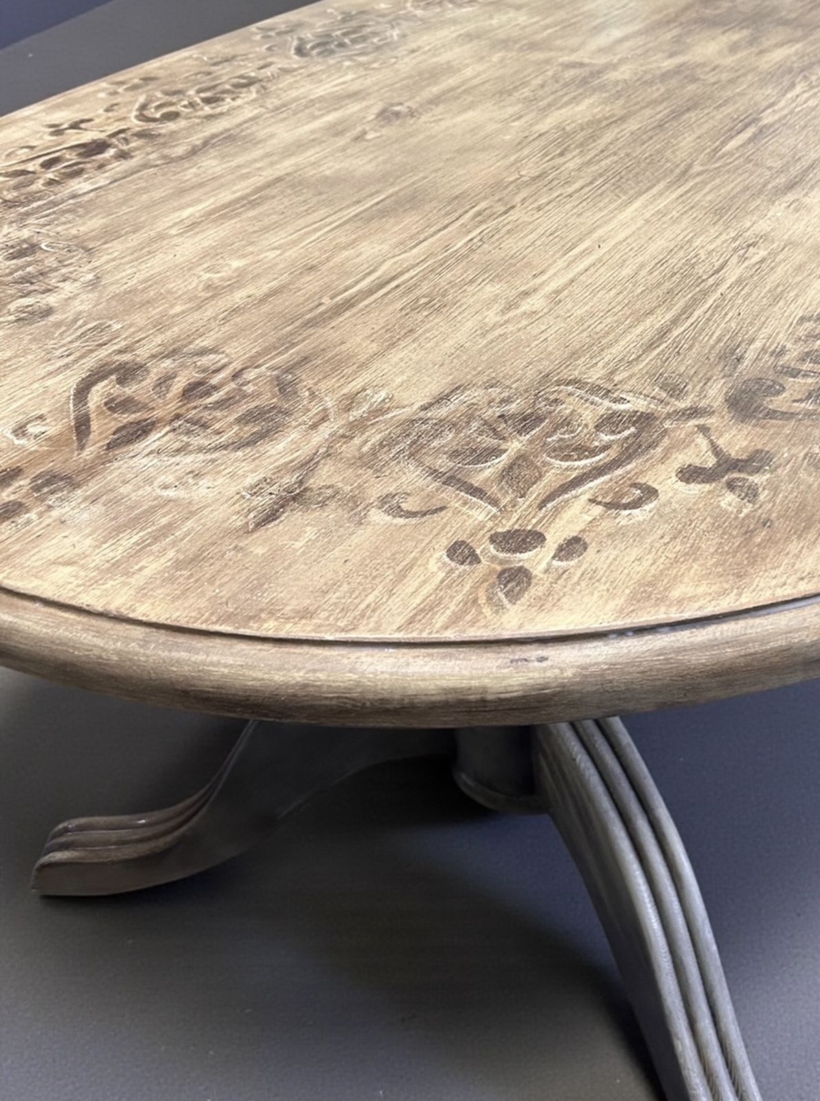 Hand Finished Pine Oval Dining Table With Pedestal Base. Seats Six photo Furniture
