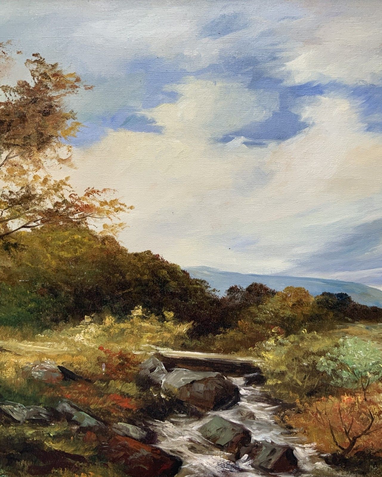 A Superb Post War Vintage Antique Autumn Countryside Landscape Oil Painting photo 399.0