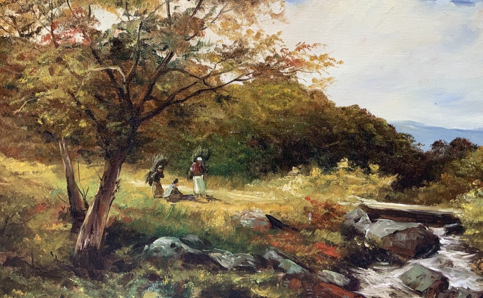 A Superb Post War Vintage Antique Autumn Countryside Landscape Oil Painting photo buy