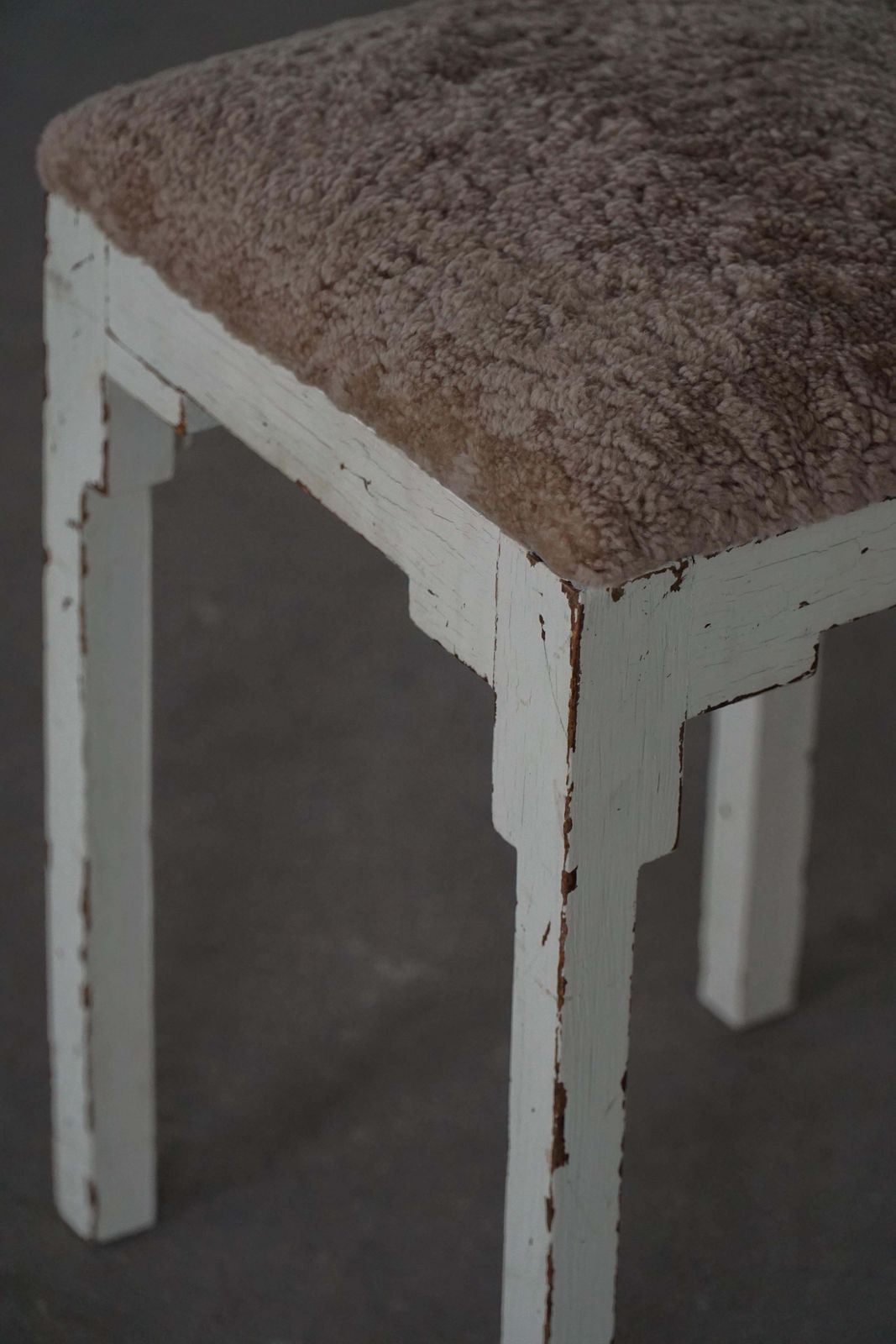 photo vinterior A Pair Of Antique Danish Stools, Lambswool Seats, Late 19th Century