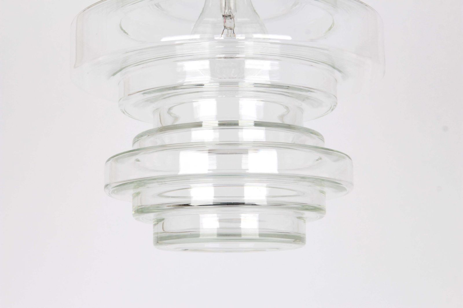 1 Of 2 Rare Limburg Clear Glass Pendant Lamps, Germany, 1970s photo vinterior