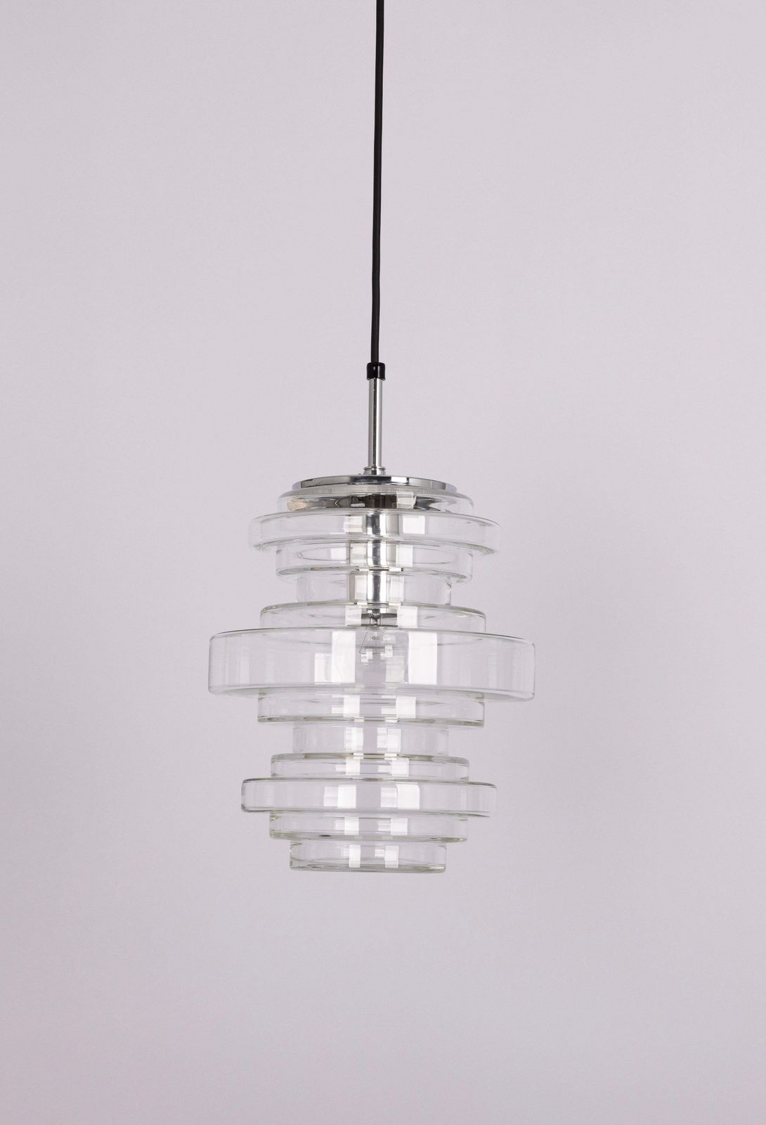 photo for sale 1 Of 2 Rare Limburg Clear Glass Pendant Lamps, Germany, 1970s