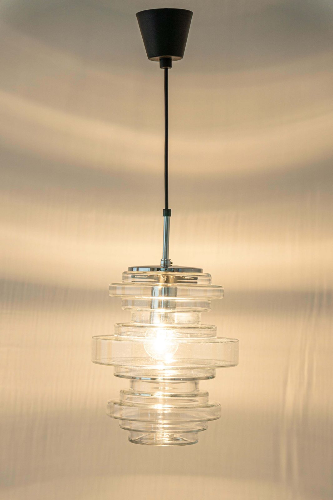 photo vintage 1 Of 2 Rare Limburg Clear Glass Pendant Lamps, Germany, 1970s