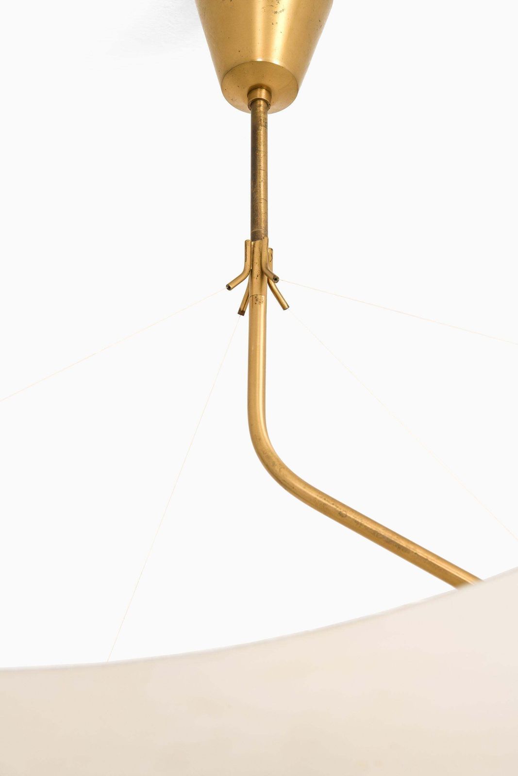 Ceiling Lamp In Lacquered Metal, Nylon Threads And Brass By Angelo Lelii, 1950's photo vinterior