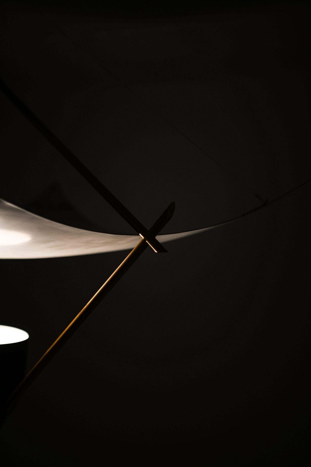 Ceiling Lamp In Lacquered Metal, Nylon Threads And Brass By Angelo Lelii, 1950's photo vintage