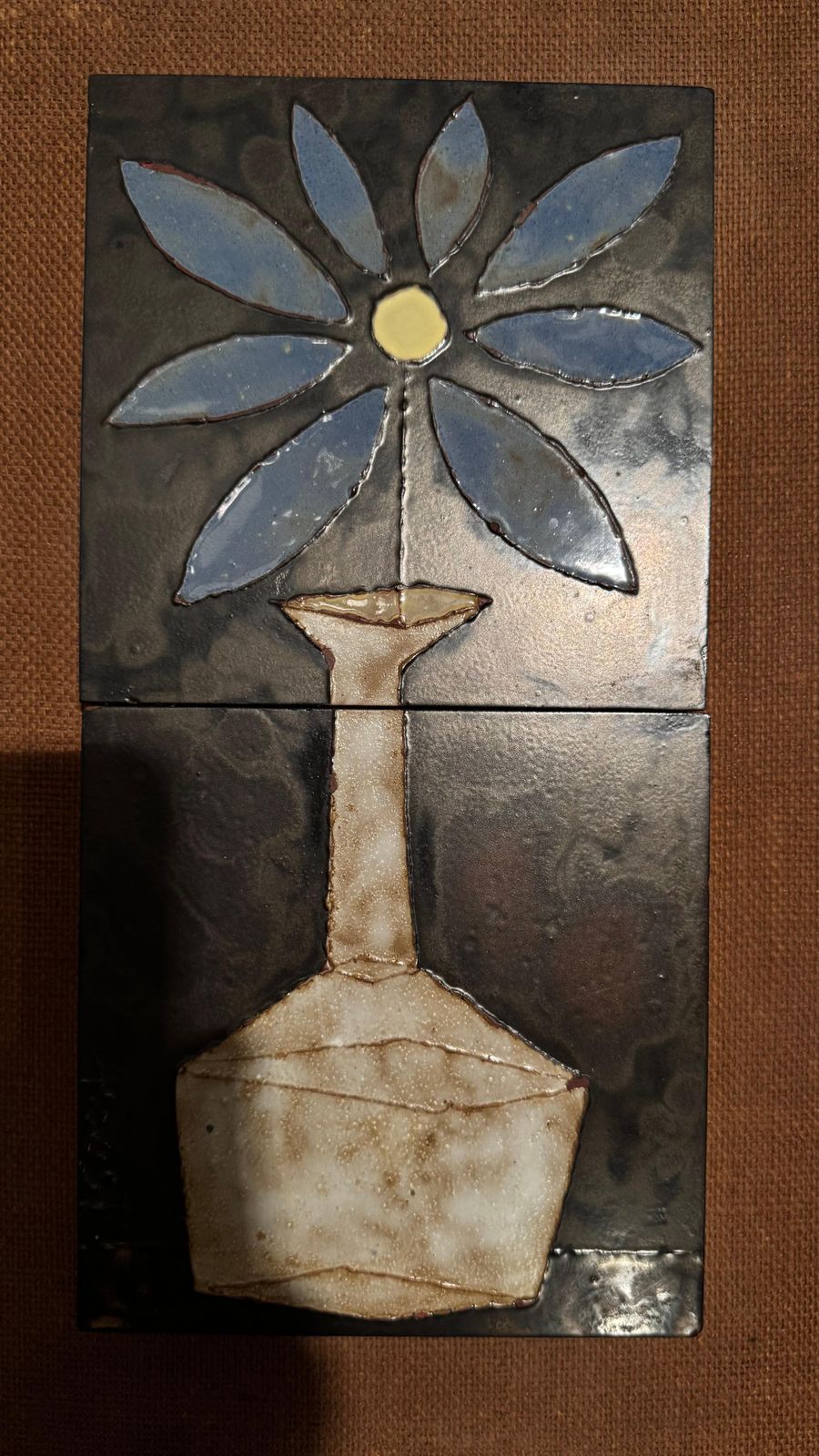 Wall Mounted Tiles Decorative Vase With Flower, Poost, Belgium Artist photo for sale
