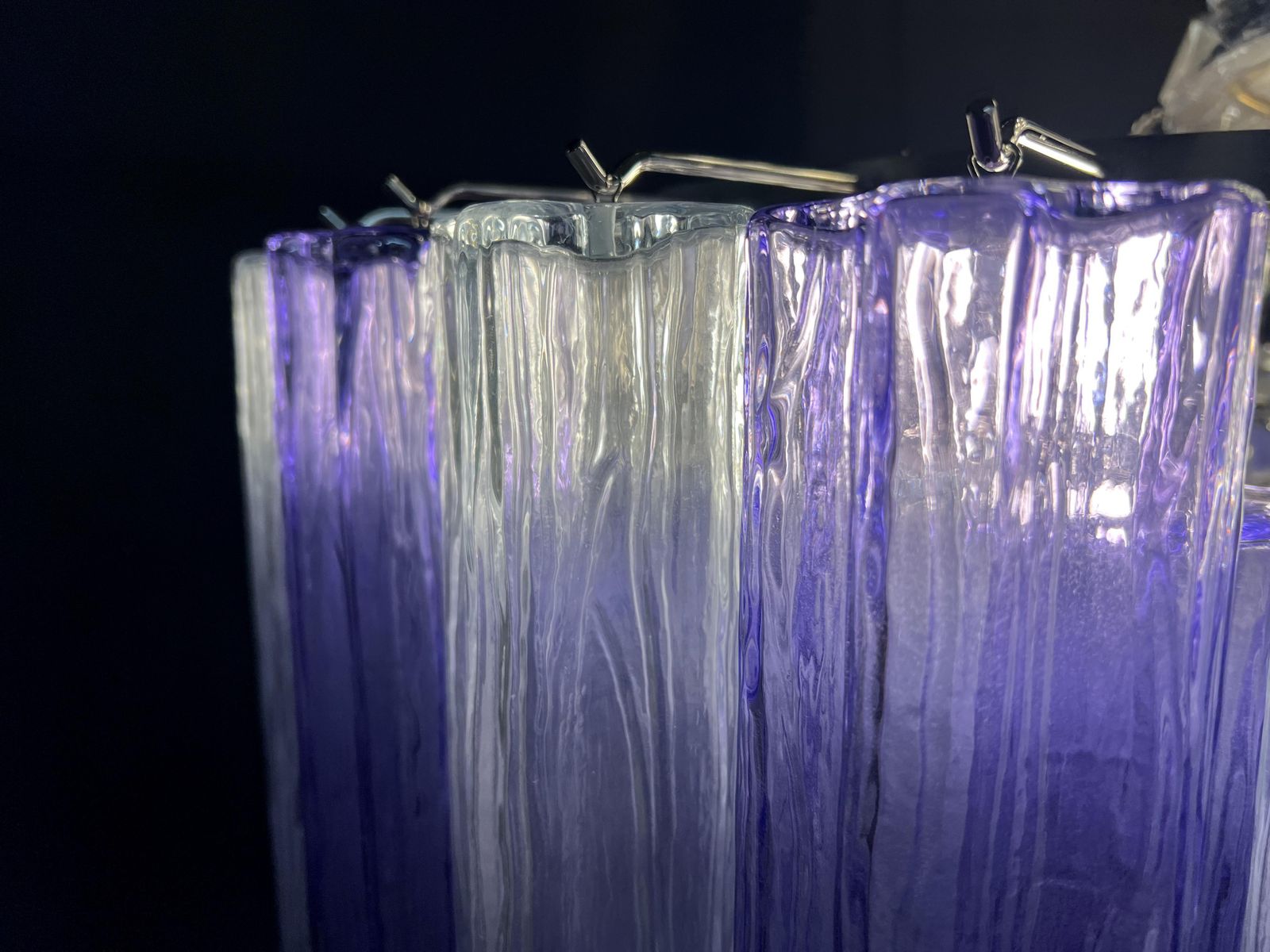 photo vinterior Pair Murano Glass Chandeliers, Tronchi Glasses By Valentina Planta