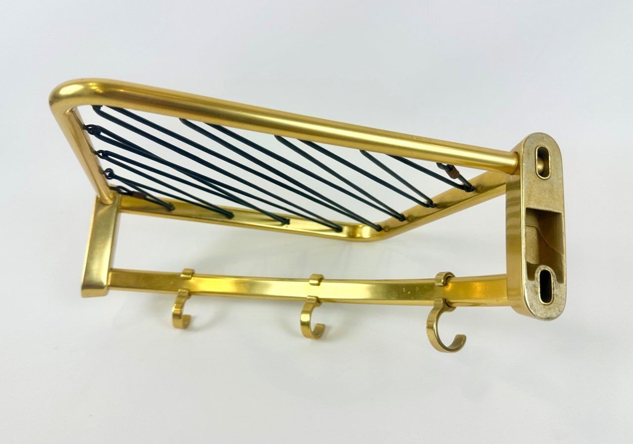 Mid Century Modern Aluminium And Brass Corner Coat And Hat Rack, 1960s photo vinterior