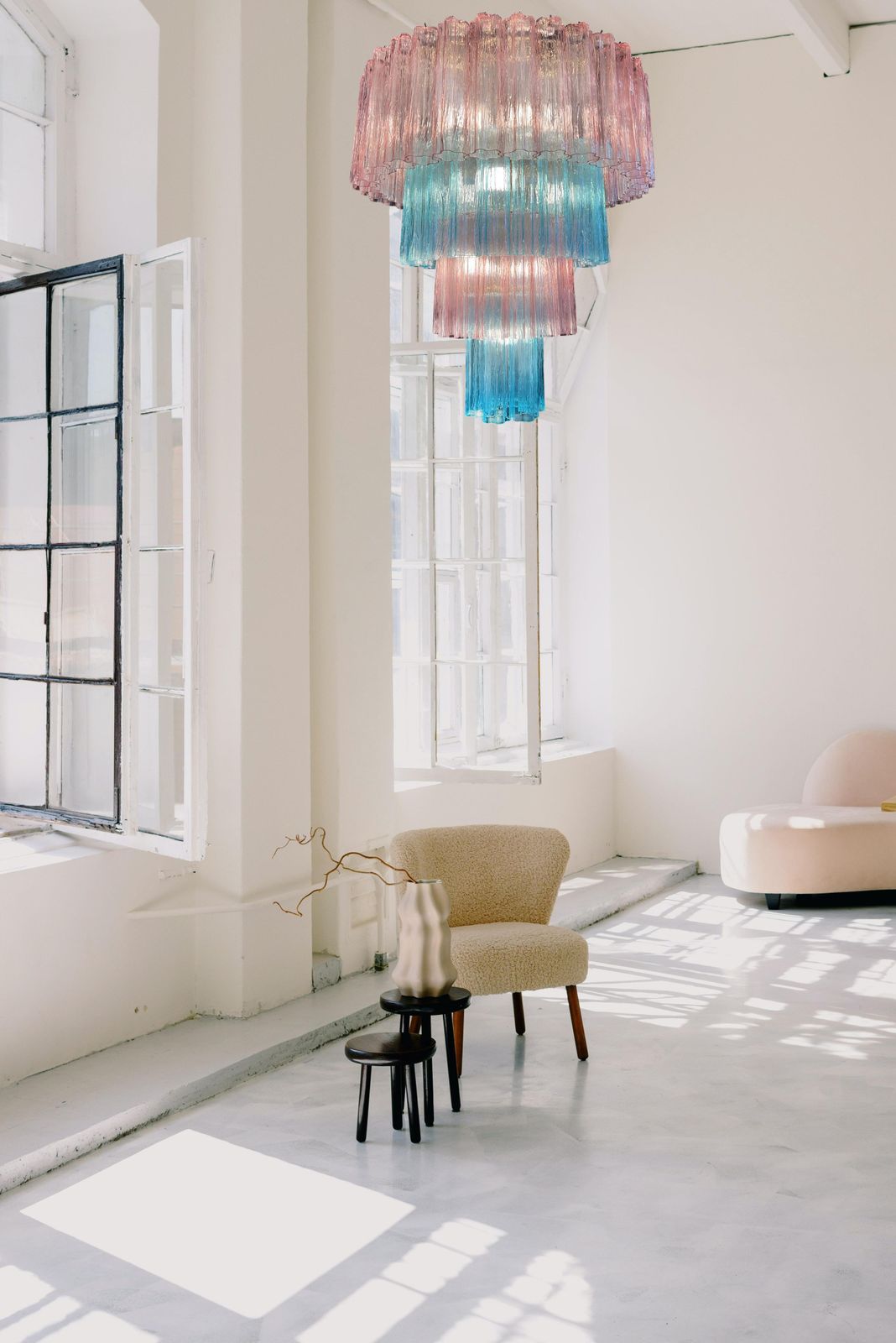 Charming Italian Pink An Blue Chandelier By Valentina Planta, Murano photo 4804.0