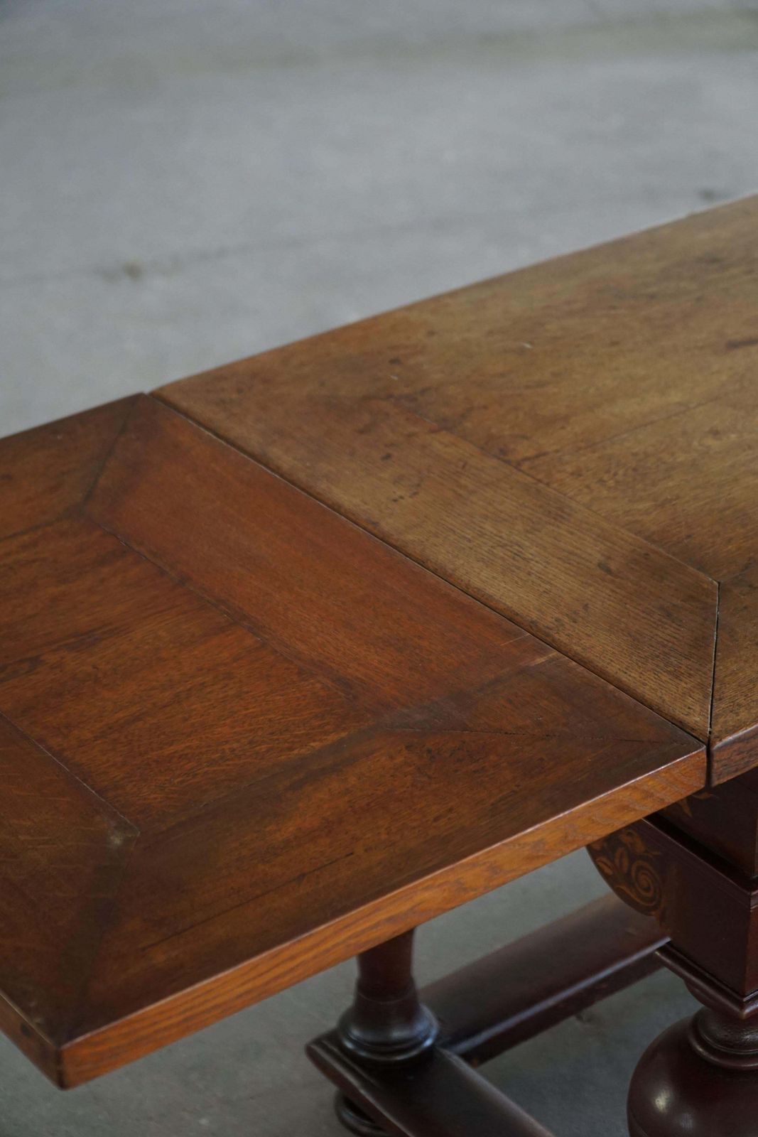 photo buy Extendable Oak Table With Intarsia, Baroque, Danish Cabinetmaker, 19th Century