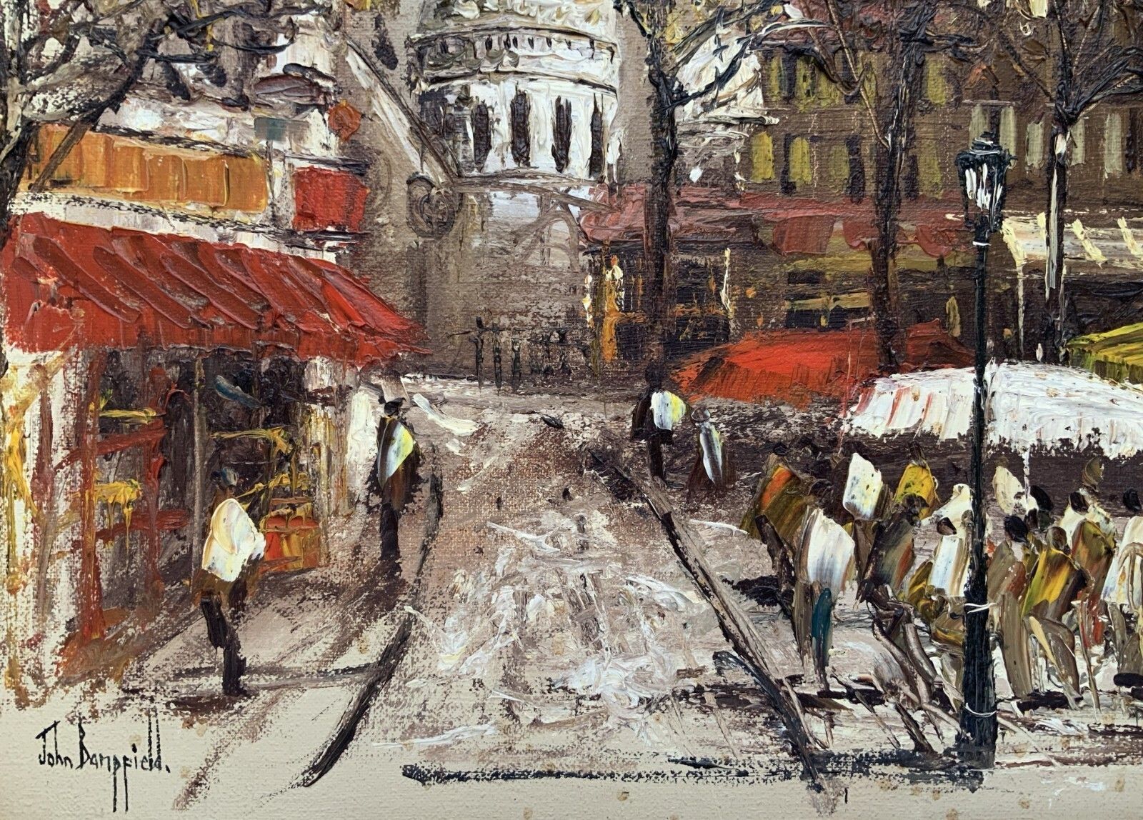 Parisian Market Day Large, Superb Cityscape Impasto & Oil On Canvas Painting photo 479.0