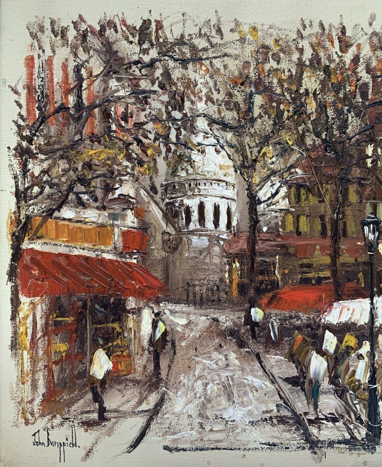 Parisian Market Day Large, Superb Cityscape Impasto & Oil On Canvas Painting photo vinterior