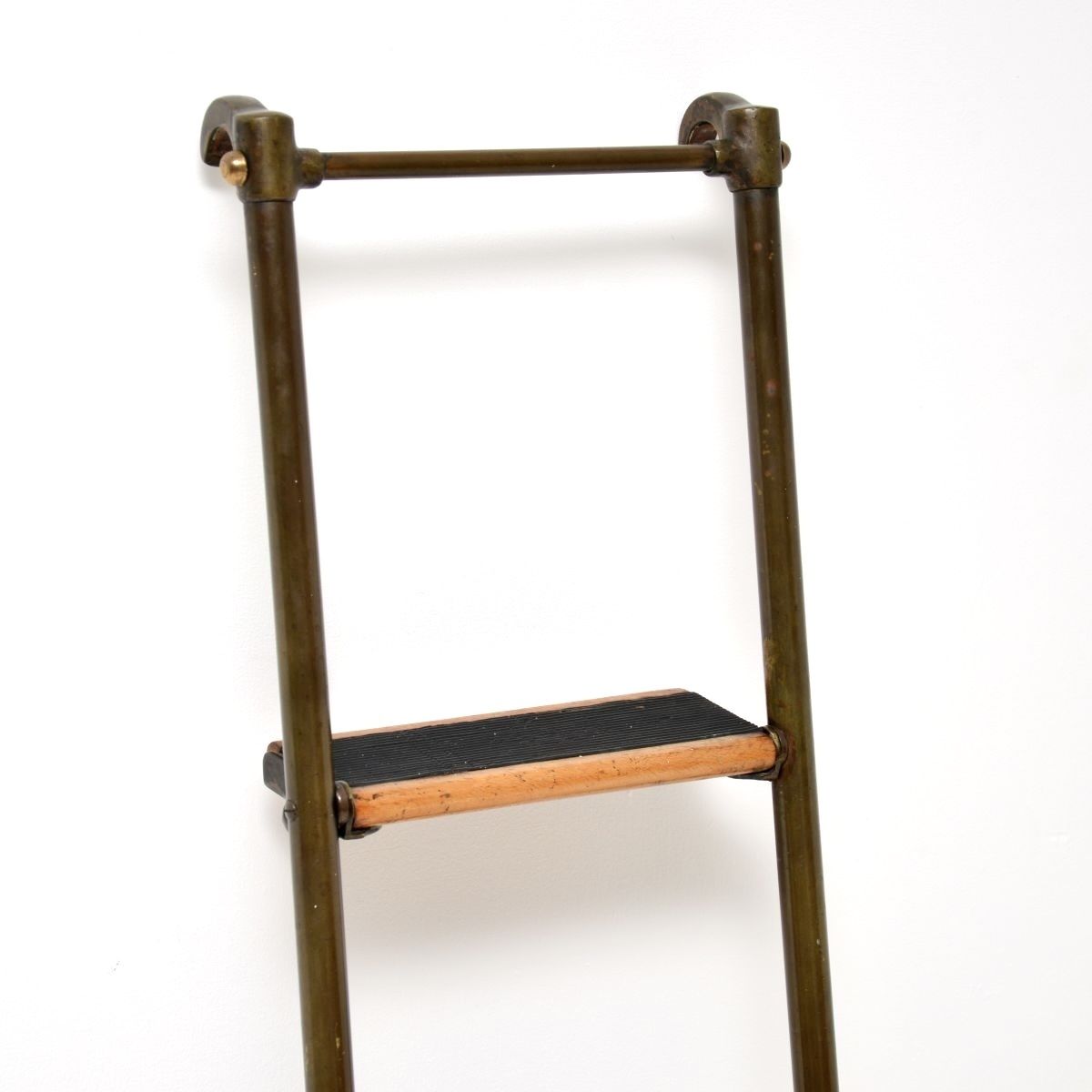 Antique Victorian Brass Library Steps / Ladder photo Home Decor