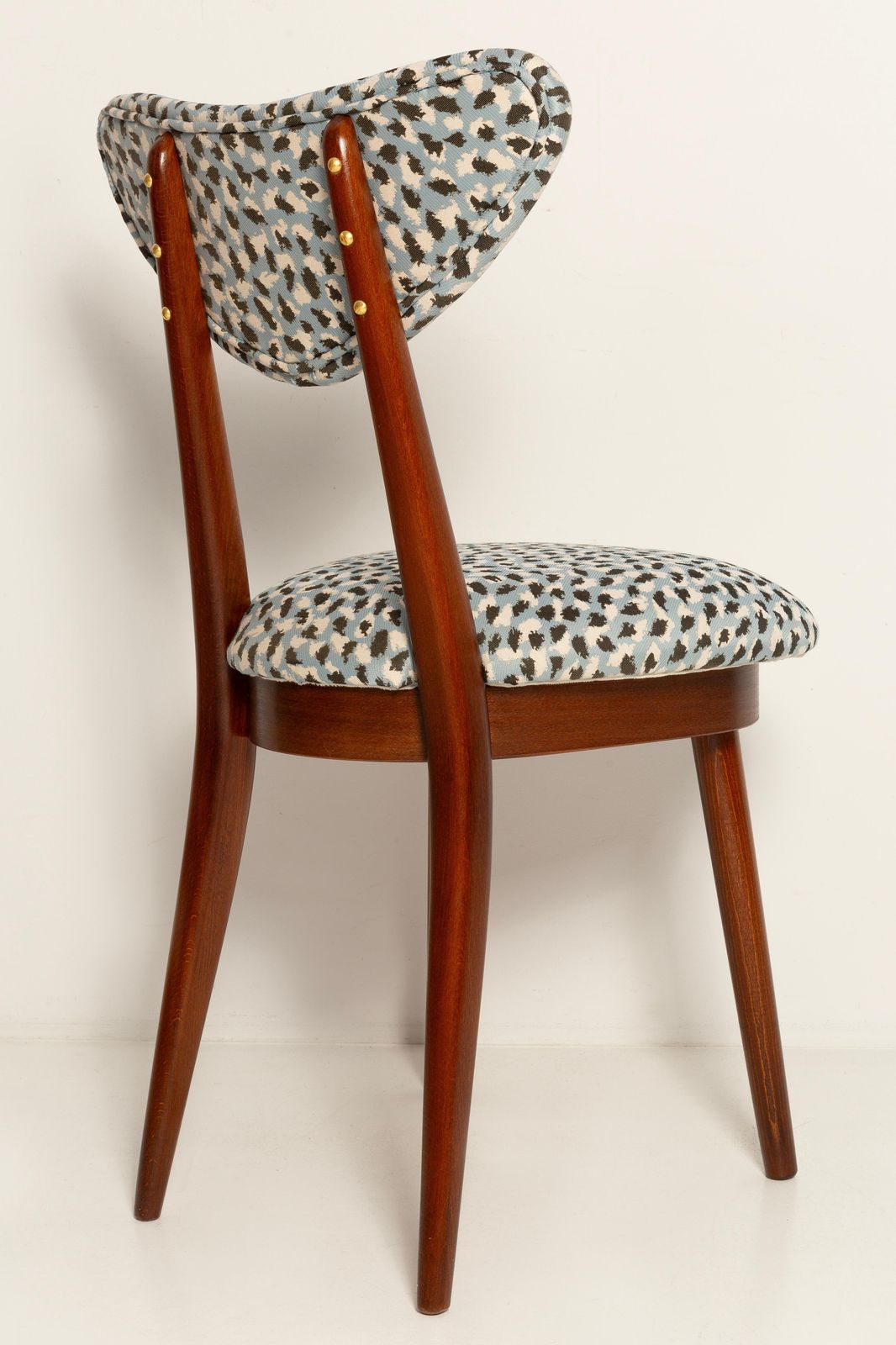 Mid Century Heart Chair In Blue Leopard Jacquard By Pierre Frey, Europe, 1960s photo for sale