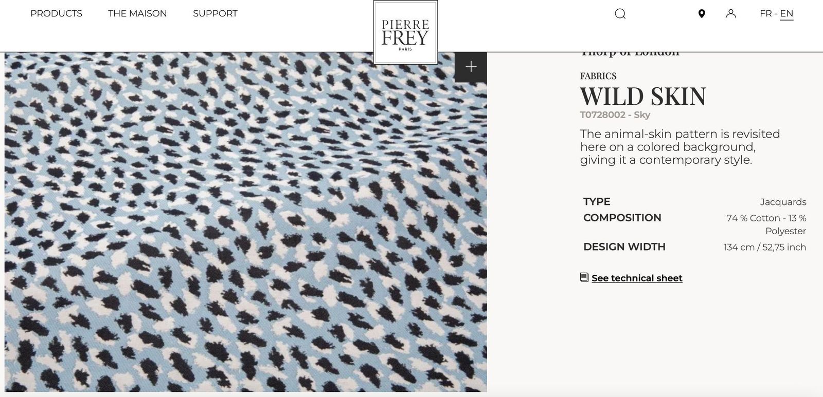 photo for sale Mid Century Heart Chair In Blue Leopard Jacquard By Pierre Frey, Europe, 1960s