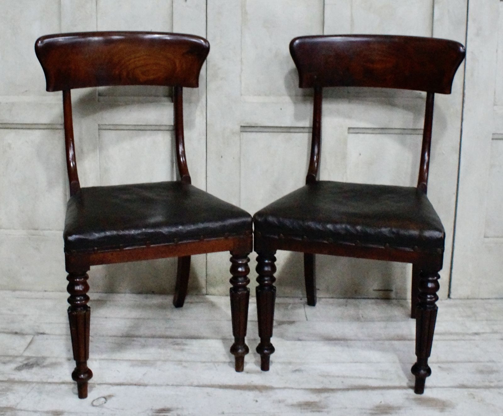 Pair Of Regency Mahogany & Oilcloth Chairs