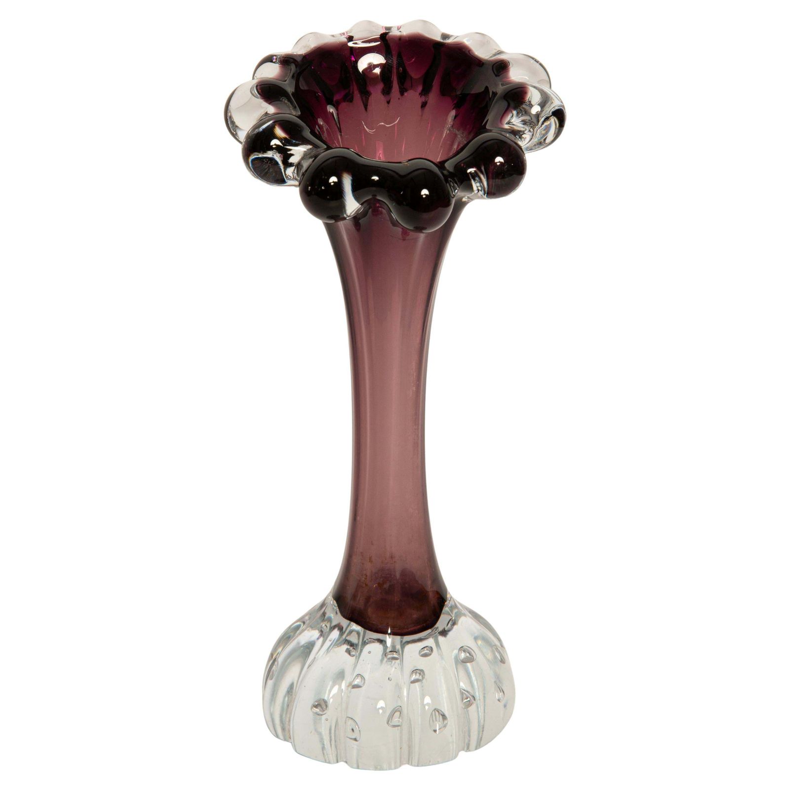 Mid Century Vintage Purple Small Slim Glass Vase, Europe, 1960s