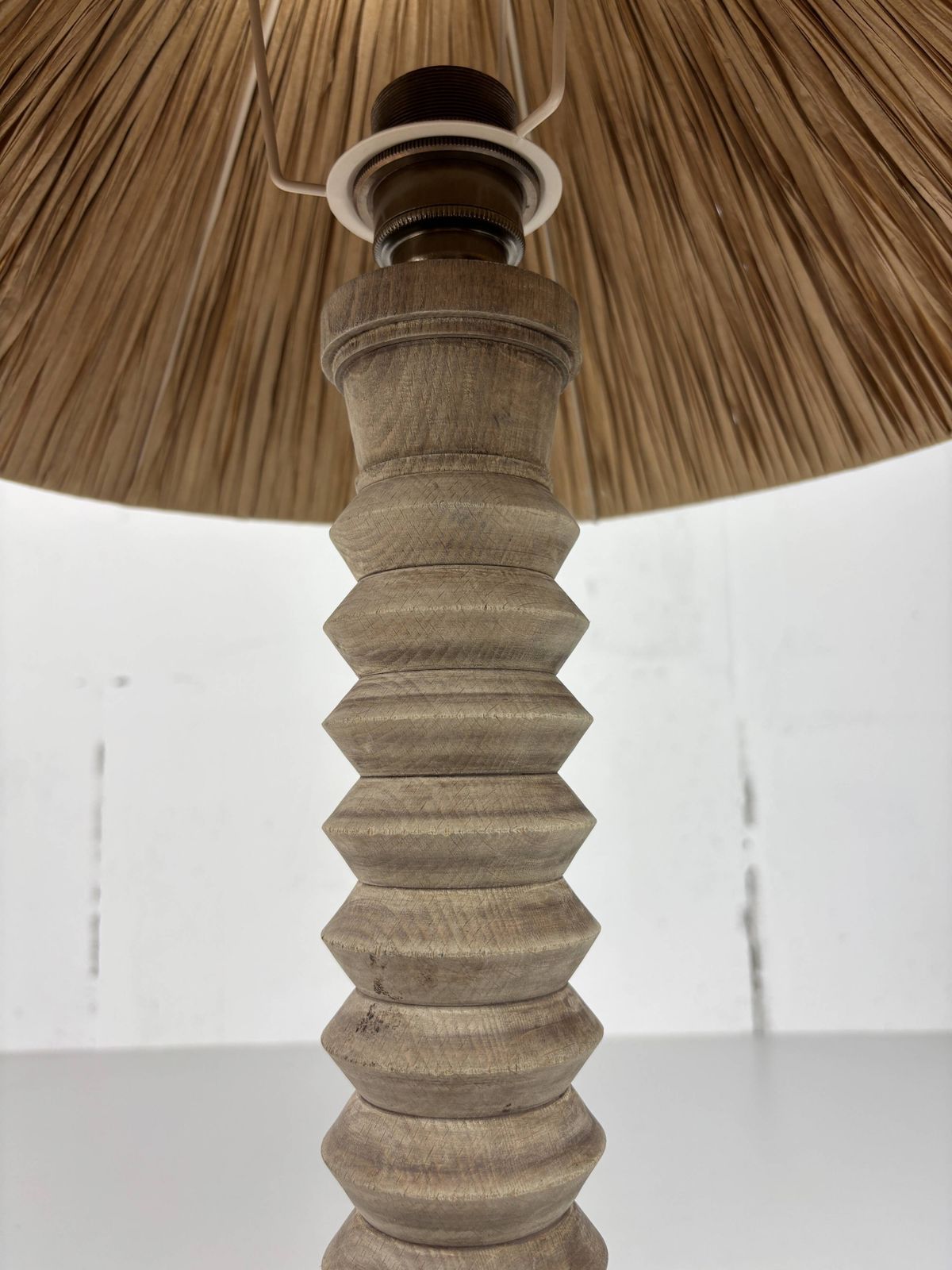 Wabi Sabi Brutalist Wood Turned Table Lamp In The Style Of Charles Dudouyt photo buy