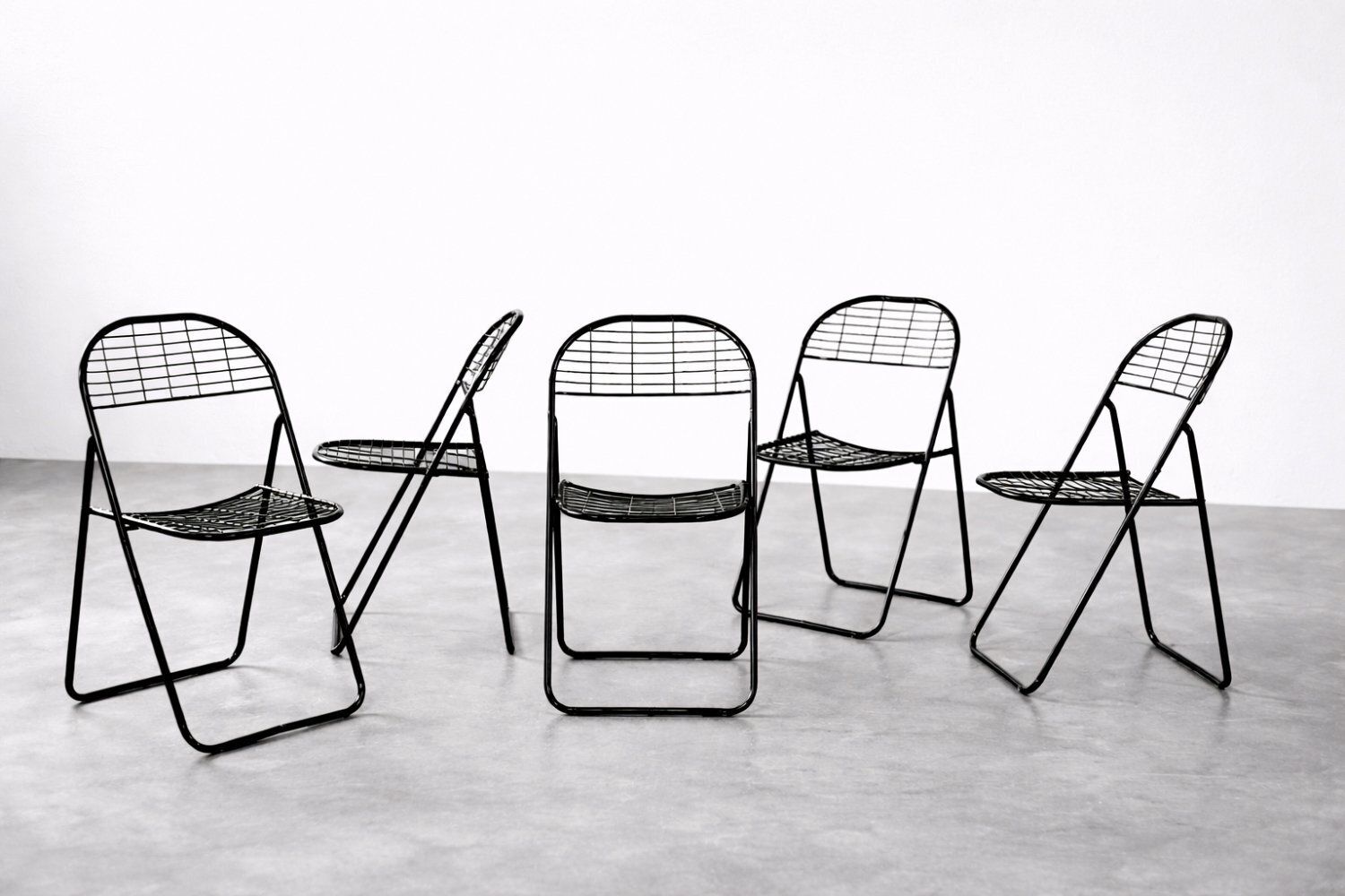 Vintage Zweedse Zwarte Metalen åland Stoelen Van Niels Gammelgaard Voor Ikea, Jaren 1980, Set Van 5 photo Meubels