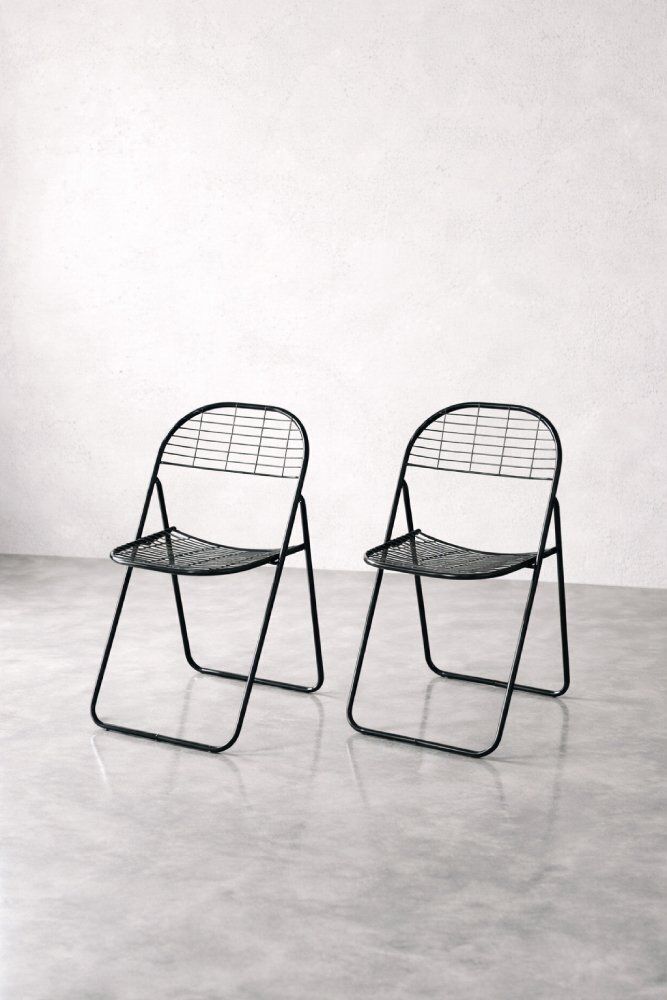 photo for sale Vintage Zweedse Zwarte Metalen åland Stoelen Van Niels Gammelgaard Voor Ikea, Jaren 1980, Set Van 5
