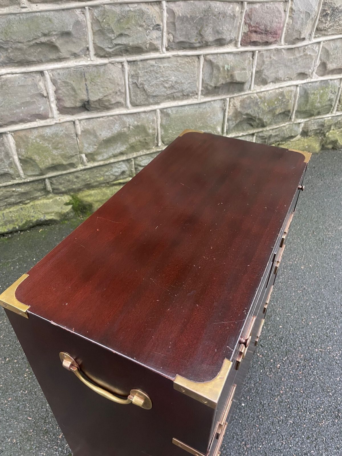 Brass Bound Mahogany Military Style Chest Draws photo for sale