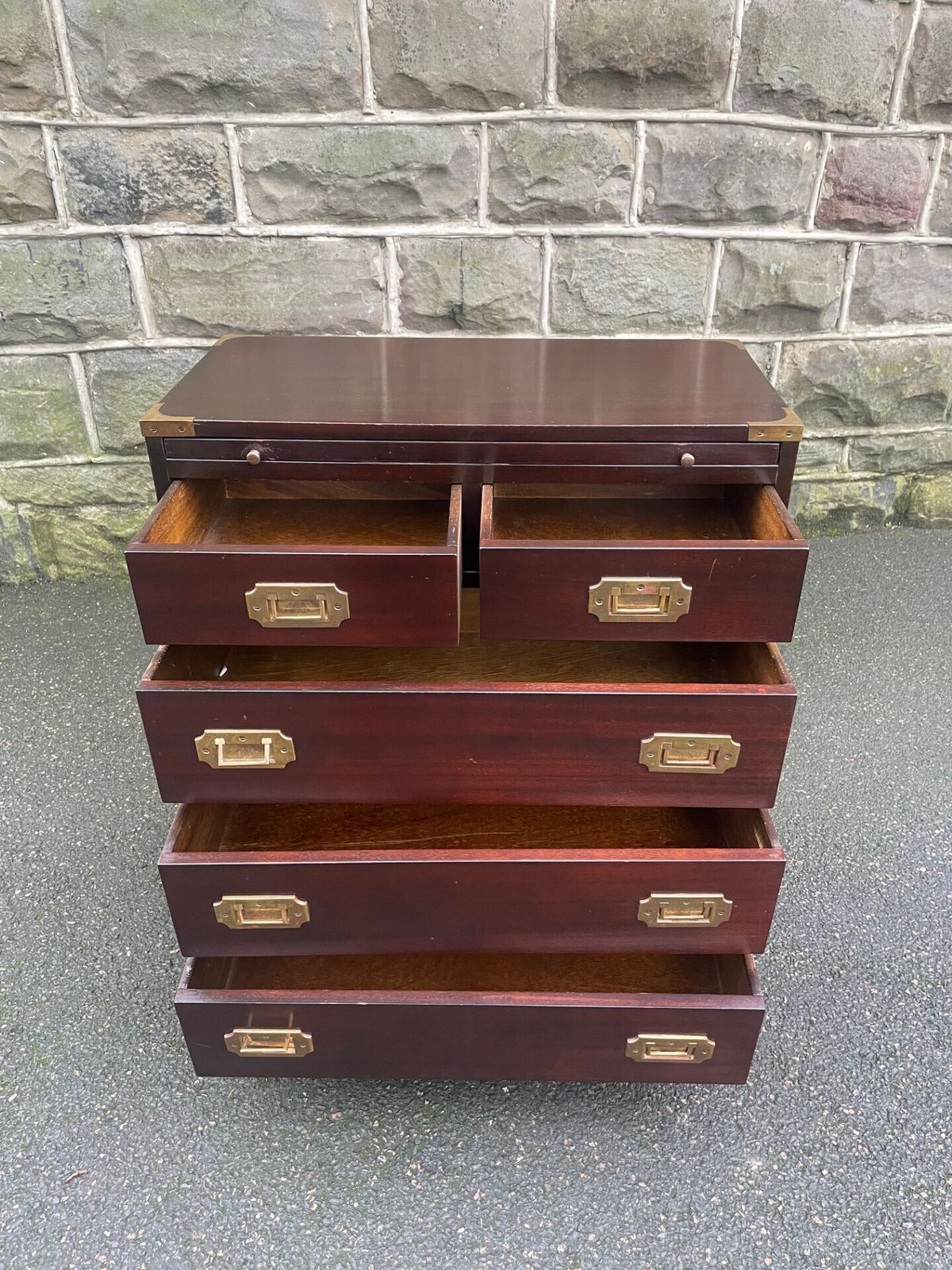 Brass Bound Mahogany Military Style Chest Draws photo Furniture