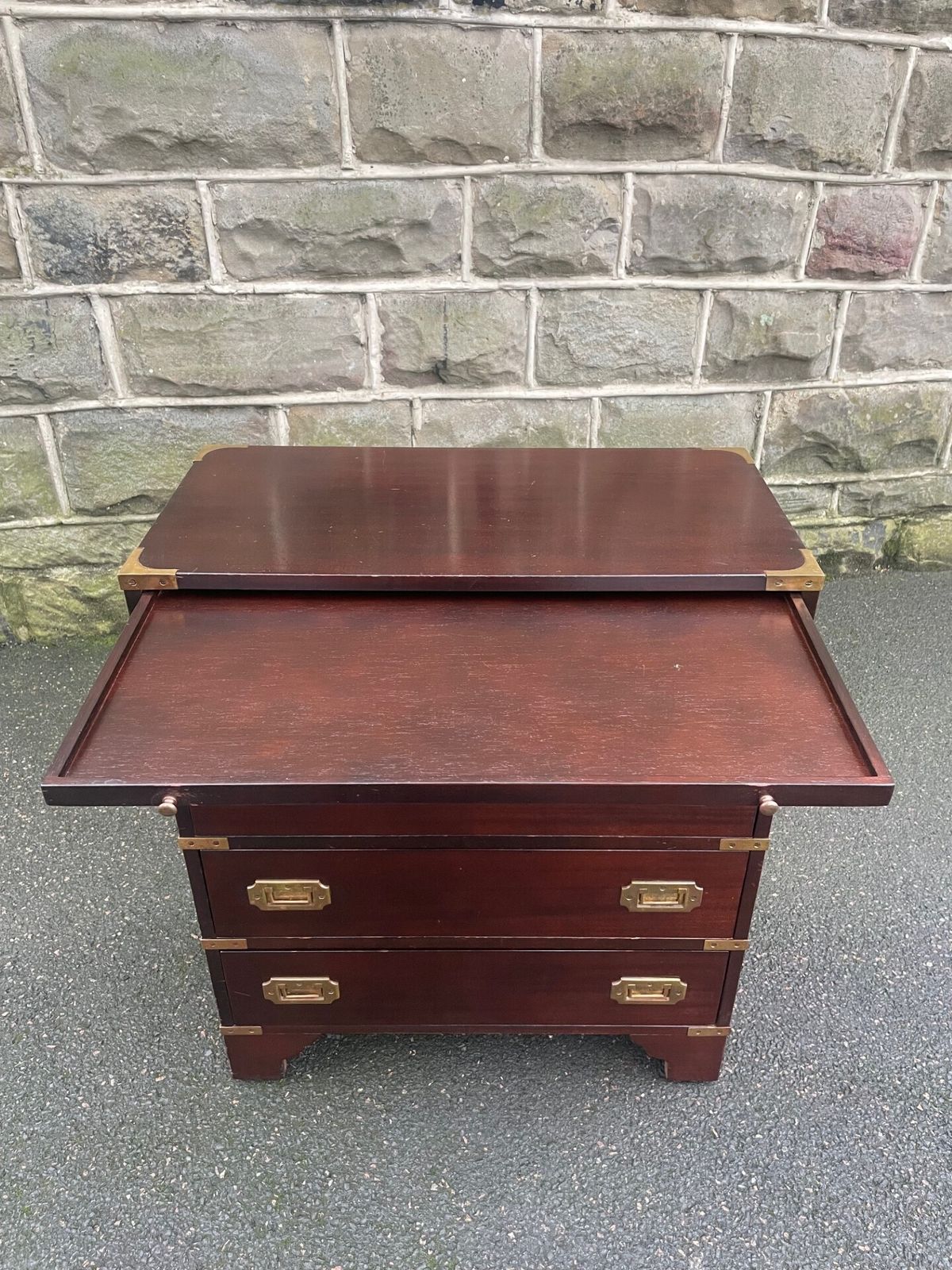 Brass Bound Mahogany Military Style Chest Draws photo vinterior