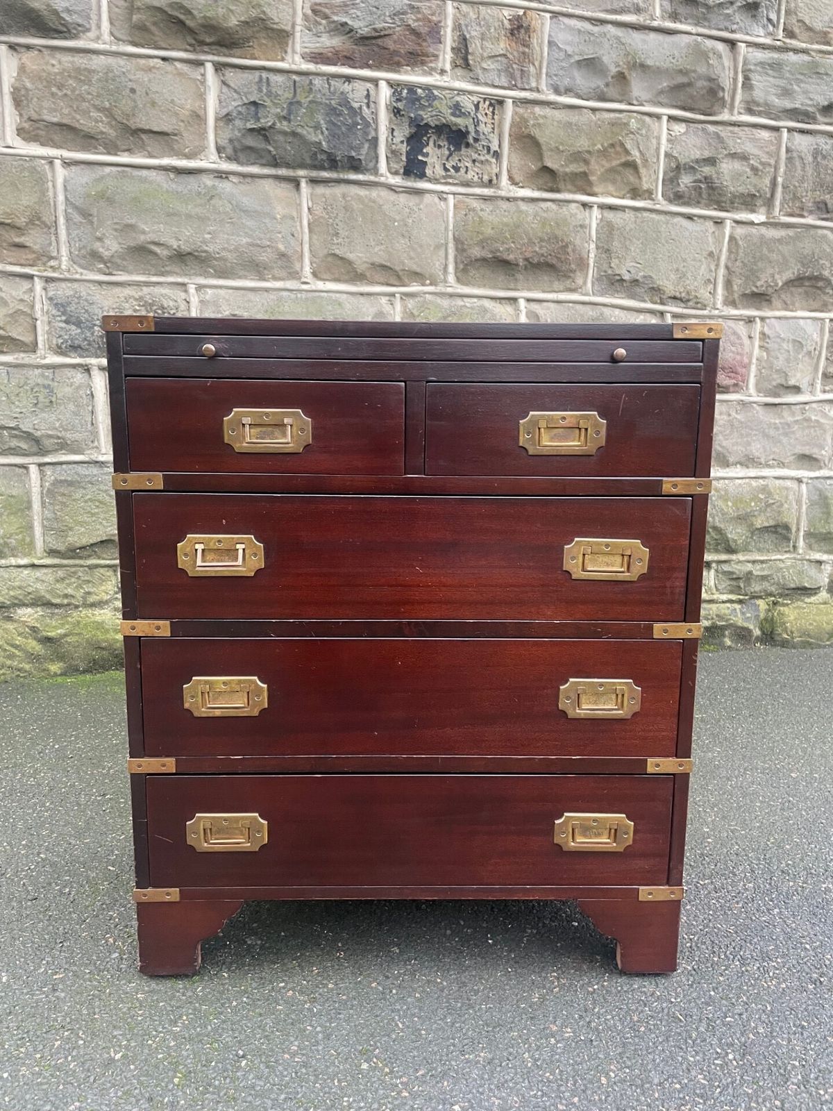 Brass Bound Mahogany Military Style Chest Draws photo buy