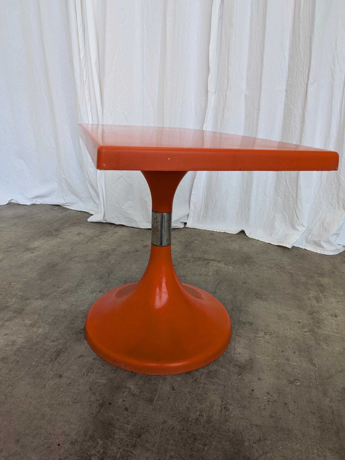 Vintage Orange Pedestal Table By Finžgar & Zorman For Meblo Yugoslavia / Space Age / 1970s photo for sale