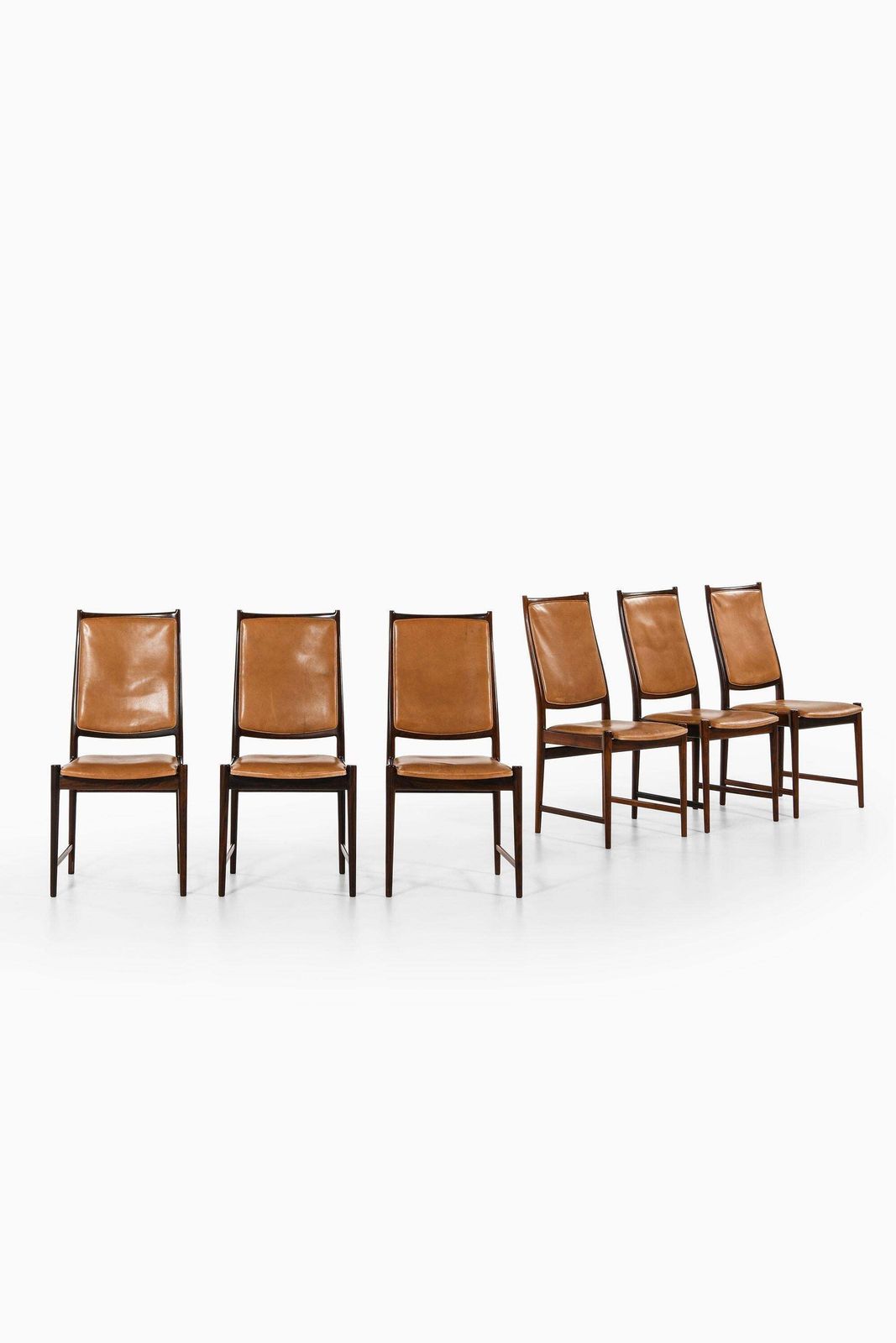 Set Of 6 High Back Dining Chairs In Rosewood & Leather By Torbjørn Afdal, 1950's photo furniture