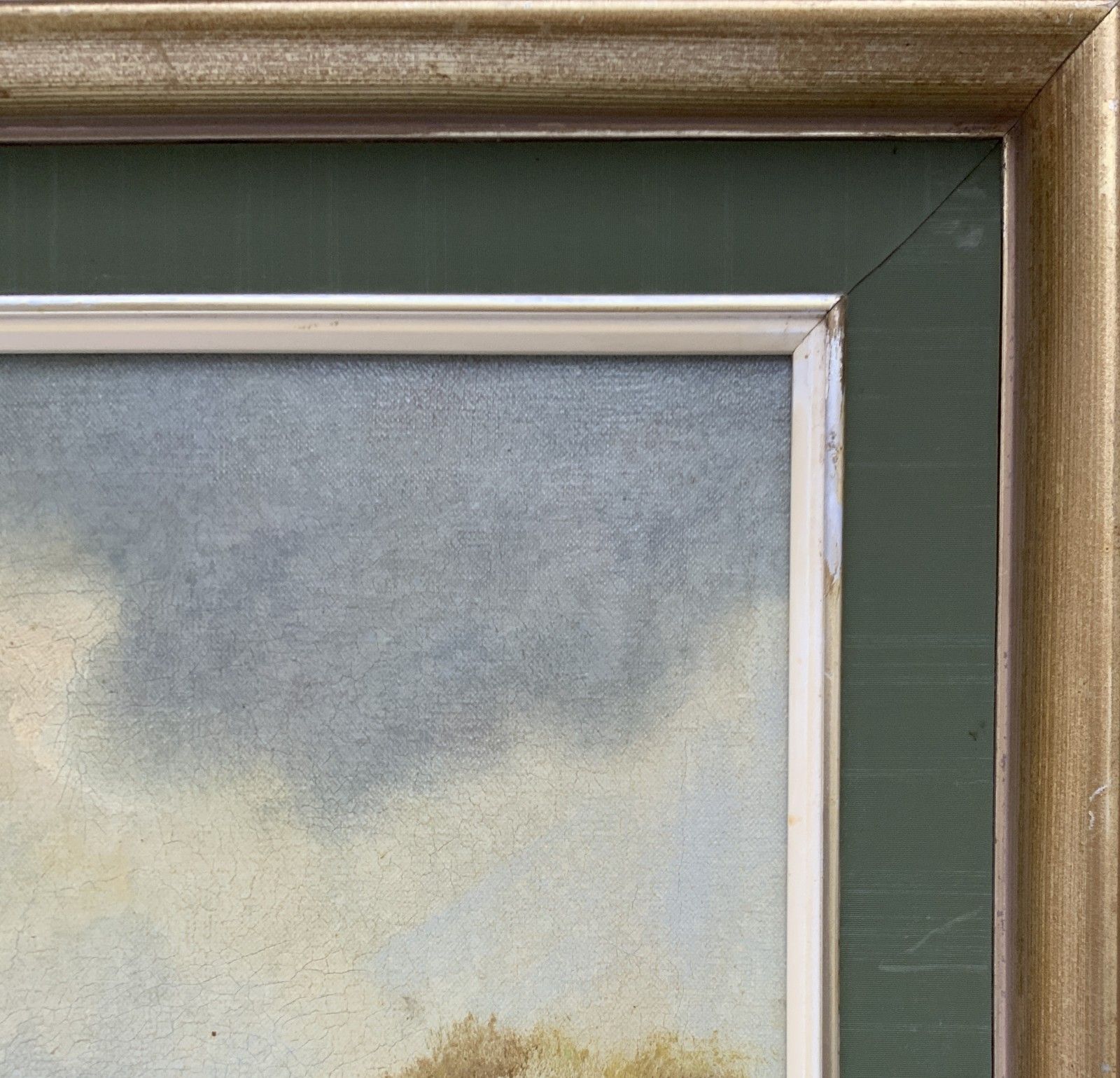 photo for sale Large British School Vintage Mid Century Autumn Farming Landscape Oil Painting