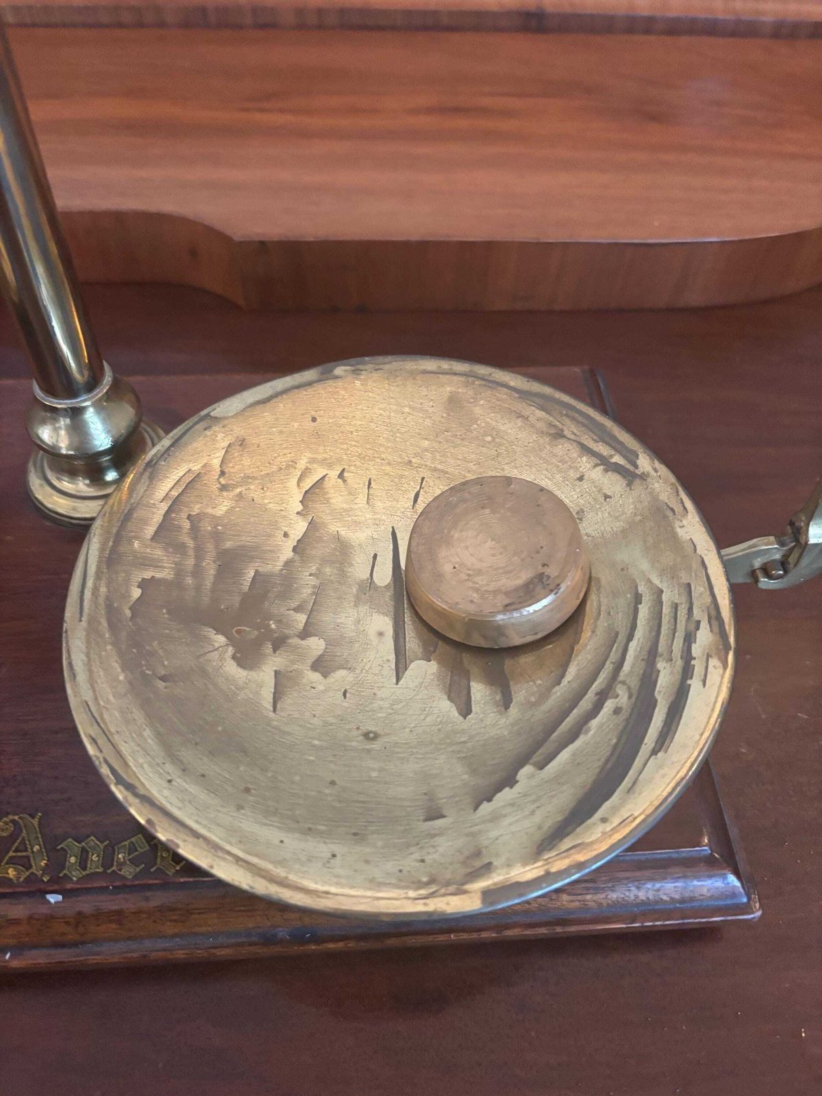 Victorian Brass Beam Scales By W T Avery Rectangular Mahogany Base W Weights photo vinterior