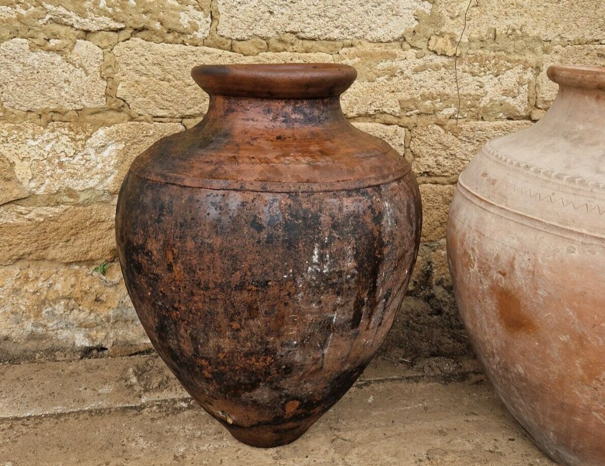 Large Terracotta Pot European Olive Oil Jar Antique Planter photo furniture