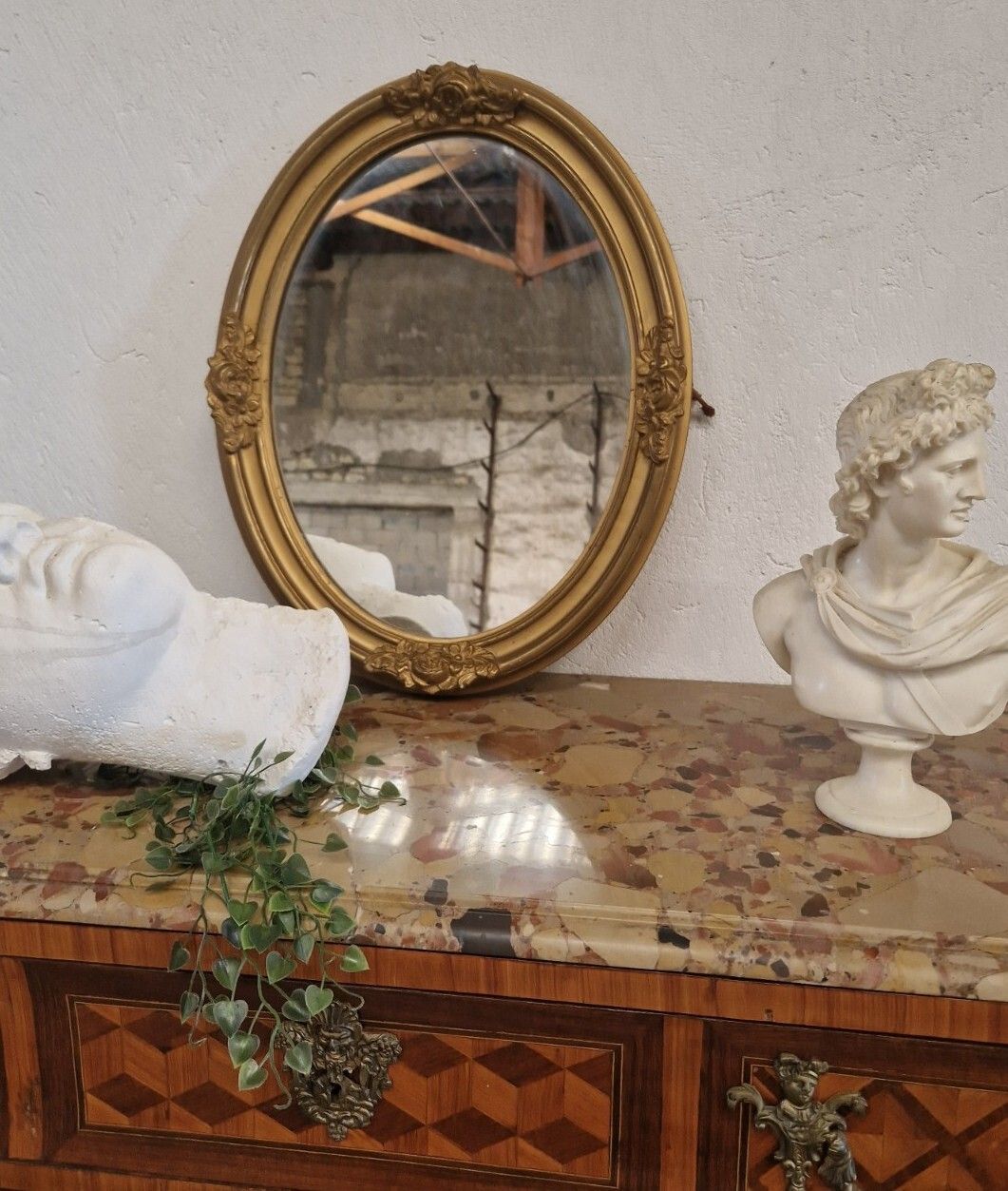 19th Century French Oval Mirror Louis XVI Style photo furniture