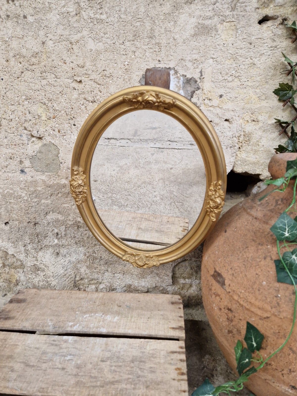 19th Century French Oval Mirror Louis XVI Style photo Home Decor