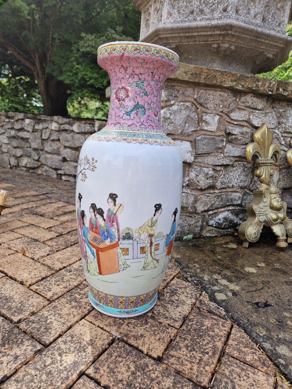 Antique Large Chinese Vase Famille Rose Dynasty photo vintage