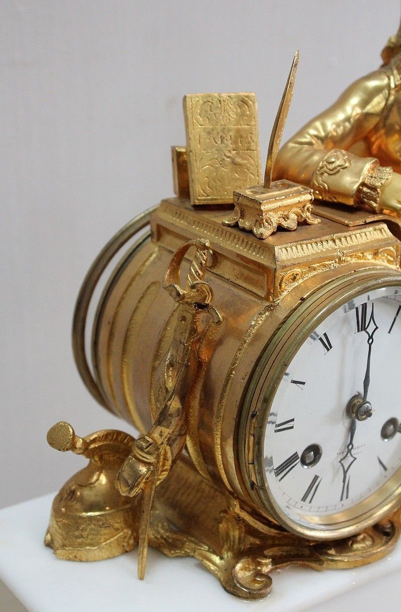 photo for sale Beautiful Bronze And Marble Clock, 19th Century