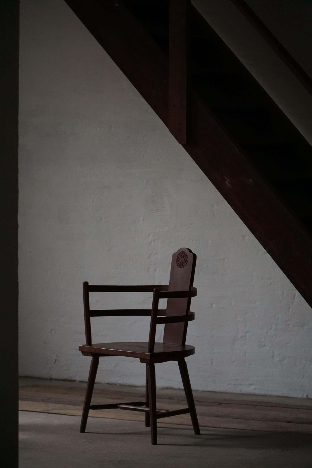 Pair Of Scandinavian Wooden Folk Art Armchairs With Hand Carved Motifs, 1920s photo Furniture