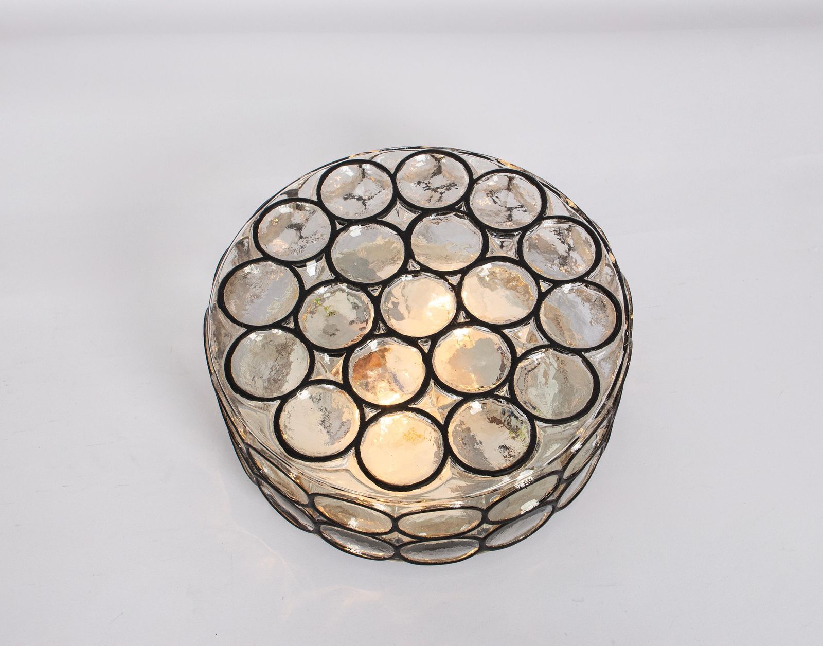 1 Of 2 Large Iron And Glass Wall Or Ceiling Lights By Limburg, Germany, 1960s photo vinterior