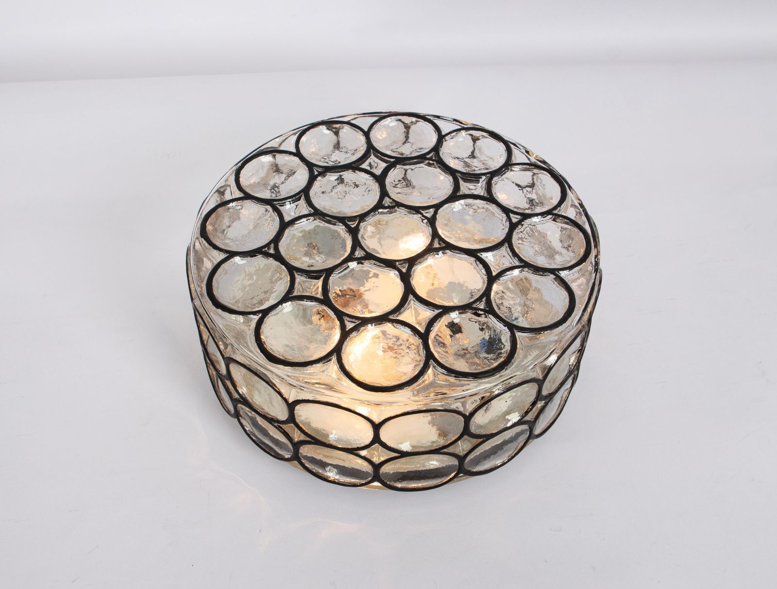1 Of 2 Large Iron And Glass Wall Or Ceiling Lights By Limburg, Germany, 1960s photo buy