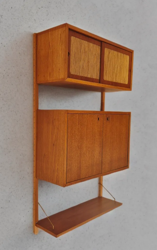 Furniture Wall Unit In Teak With Bar Cabinet, Scandinavian Mid Century 1960s photo
